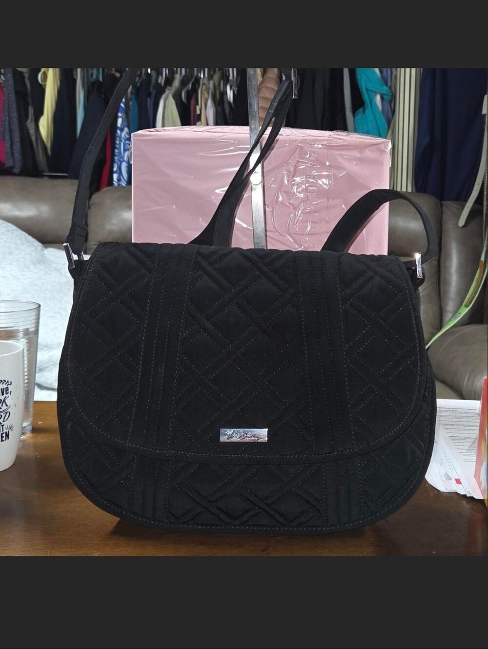 Vera Bradley Black Quilted Shoulder Crossbody Bag